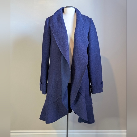 Dramatic Purple Wool Blend Duster Coat Shawl Medium Large Whimsy Goth Fairy - Picture 5 of 11